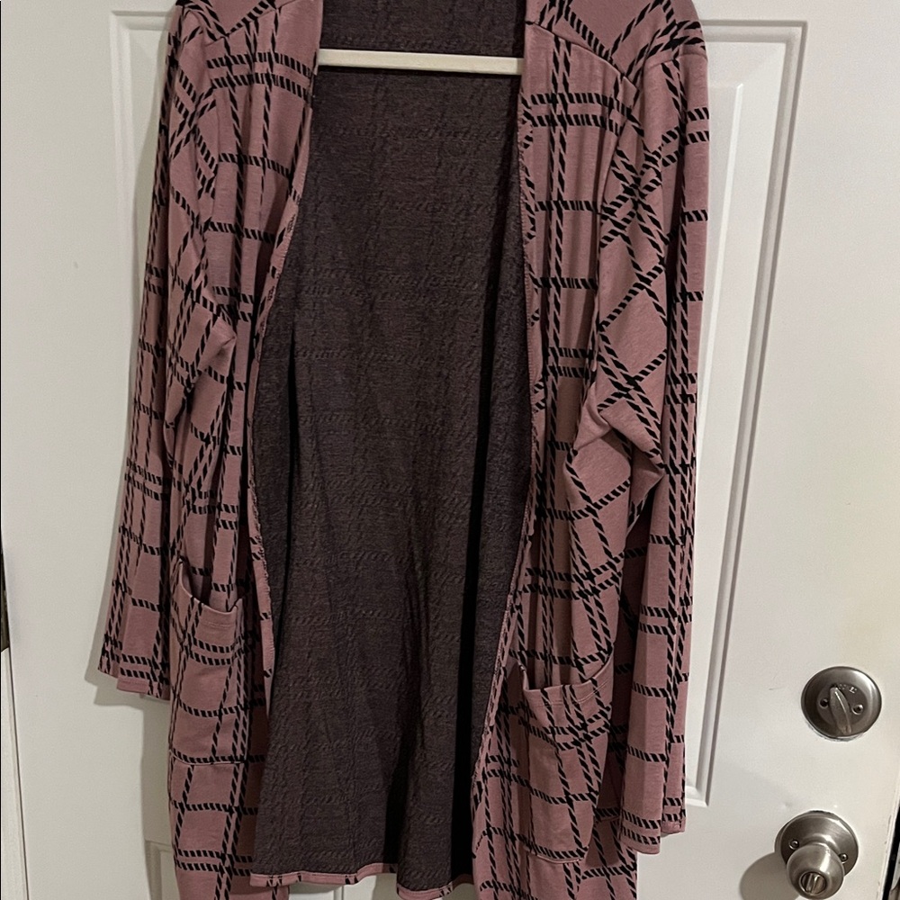 Plaid Open-Front Women Duster  -